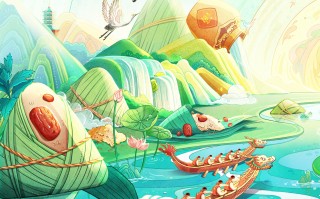 Ai端午节插画创意构思 GPT4o 一键生成端午节现代水墨风插画